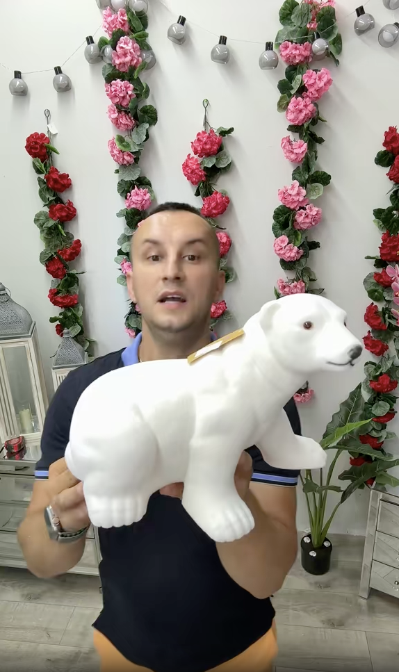 Niedźwiedź flokowany biały 24